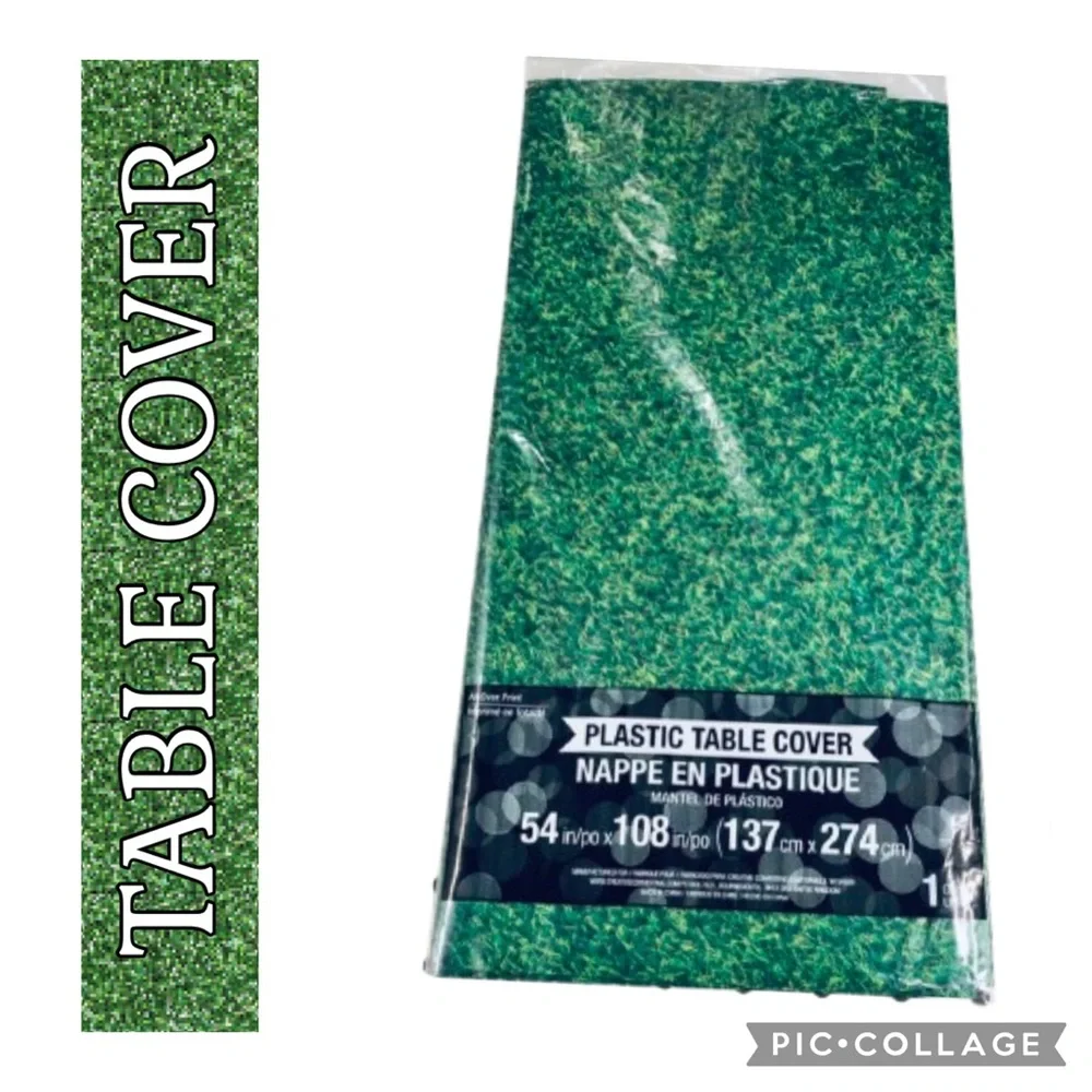 🏈$3🏈 NEW Green Grass Plastic Table Cover 54” x 108”